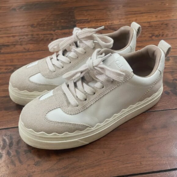 Chloe Lauren Low Top Sneakers Neutral Tones  - Womens 37 - Picture 1 of 4